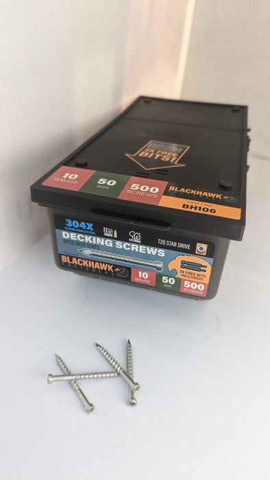 BH106 Deck 50x10g SS304Ex T20 Drill TRS 500 Pack Timber to Timber Decking Screw