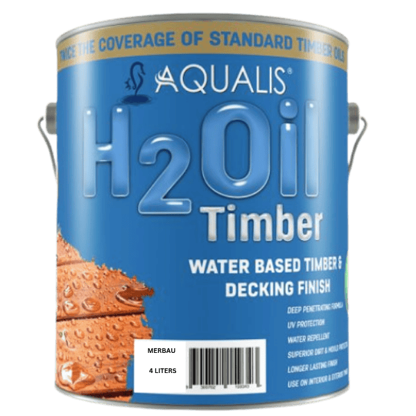 Aqualis H2Oil Water Based Timber Finish - Merbau - Available in 4 L and 10 L